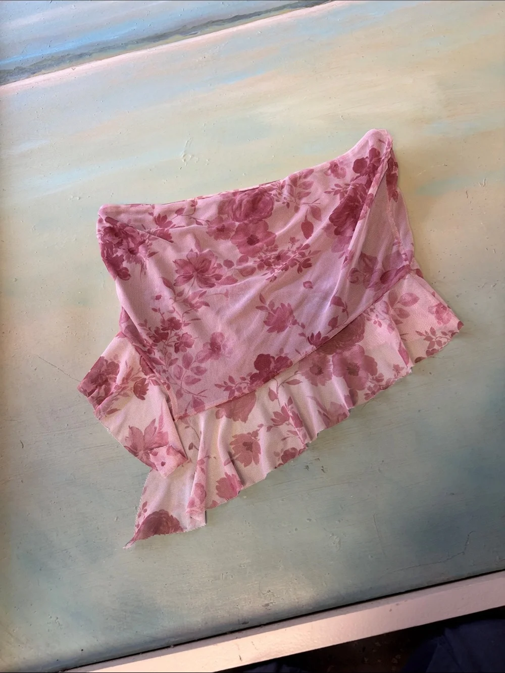 Pink Floral Ruffled top - Picture 1 of 2